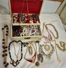 VINTAGE COSTUME JEWELRY MIXED LOT NECKLACES,EARRINGS SET,BRACELET,RINGS