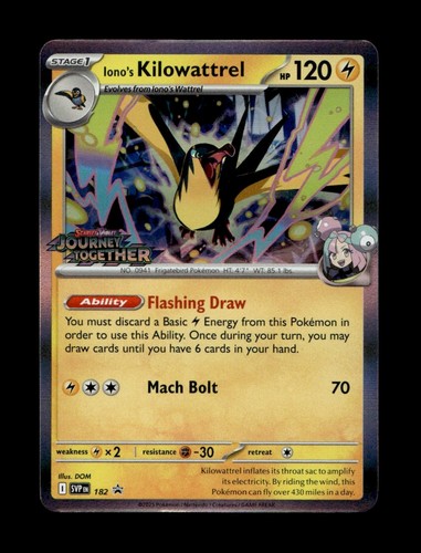 Iono's Kilowattrel (Prerelease) Holo Promo SV: Scarlet & Violet Promo Cards 182