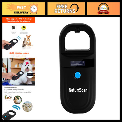 Rechargeable Pet Microchip Scanner with OLED Display, 256 Data Storage, ISO 1178