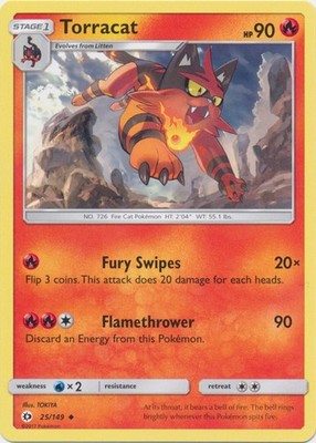 Torracat - 25/149 - Uncommon (Hp) Sun and Moon Base Set - Fire Pokémon