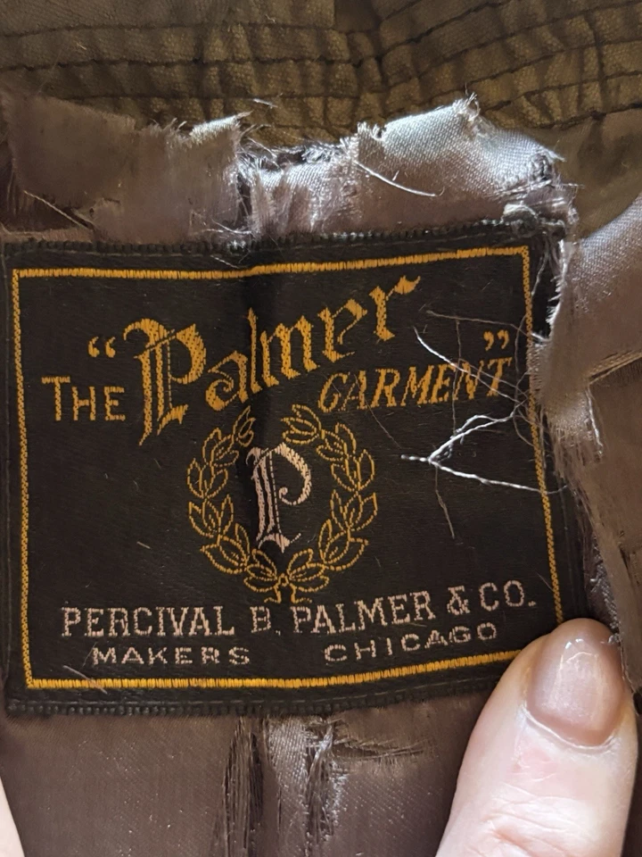 MUSEUM Qual. Pre 1920s Vintage Blue Cape Cloak PERCIVAL B PALMER & CO Chicago - Image 3 of 4
