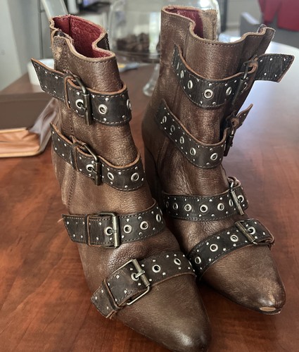 Freebird by Steven Joust Distressed Brown Leather Ankle Boots