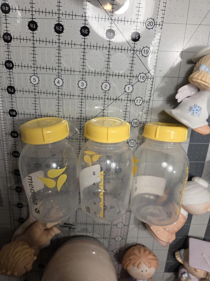 Lote de 3 biberones de almacenamiento de leche materna y tapas amarillas Medela de 5 oz/150 ml bebé bebé bebé Foto 3 de 3