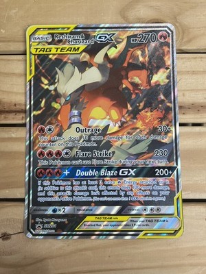 2019 Pokémon Reshiram & Charizard GX SM201 Full Art JUMBO CARD Tag Team