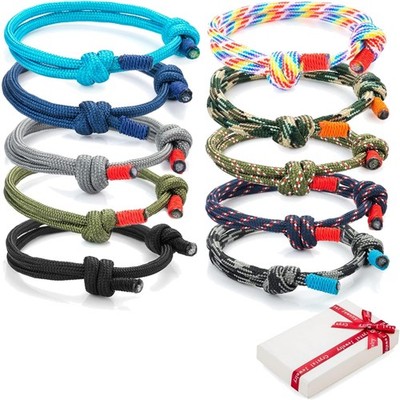 Marineblau Flecht Armband Set, 10 Stück, Nautisch, Verstellbar, Einheitsgröße