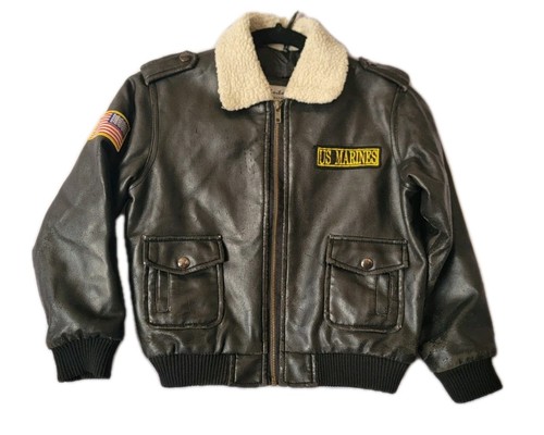 MARINE CORPS BOMBER JACKET Vintage LEATHER Kids 2T