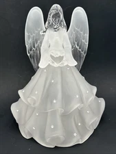 Vintage Acrylic Frosted/Clear Winged Angel 9.5" tall.