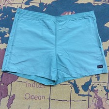 Patagonia Baggies Shorts Womens 12 Blue Trunks Elastic Waist Lined Made In USA