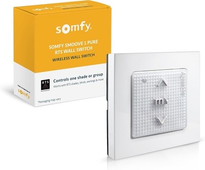 Somfy Smoove 1-Channel RTS Wireless Wall Switch w/light for Shades #1871361