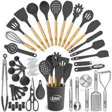50 PCS Silicone Kitchen Utensils Set Complete Kitchen Set - 800°F Non-Stick P...