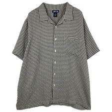 Vintage 90'S Cherokee Check Pattern Short Sleeve Open Collar Rayon Shirt Men...