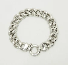 Vintage chunky curb chain sterling silver bracelet by Milor Italy