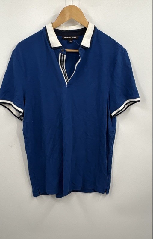 Michael Kors Men's Blue Short Sleeve Collared Polo Shirt Size Large