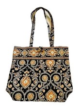 Borsa tote bag trapuntata Vera Bradley Cafe marrone latte nera ritirata