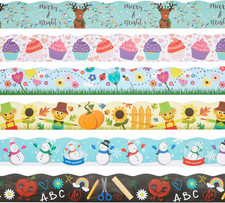 Juvale Bulletin Board Decorations - Multicolor, 6 Rolls 234 Ft - Scalloped Sea