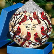 Glass Red Cardinal Memorial Ornament for Loss of Loved One, 3