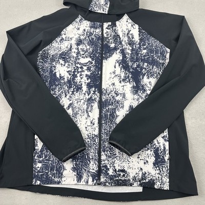 Under Armour Jacket Mens 2XL Blue White Hooded Zip Fitted Athletic