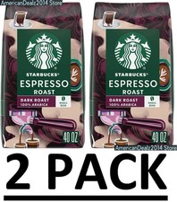 2 PACK - Starbucks Whole Bean Coffee, Espresso Roast Dark 40 oz (Total 80 oz) 14.78 per pound