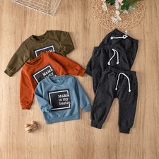 Baby Boy Fall Clothes Set Long Sleeve Letter Print Sweatshirt Pants Outfits