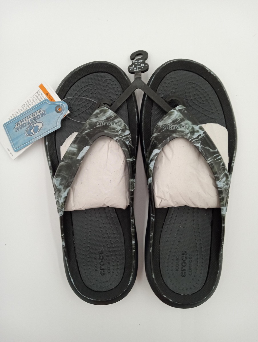 Crocs Flip Shoes Mens Black Camo Sandals Comfort Mossy Oak 206235