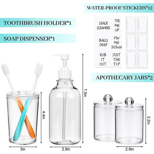 4-Piece Bathroom Soap Dispenser Set, Soap Dispenser, Toothbrush Holder, 2 Qti... - Bild 2 von 7