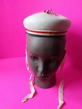 Vintage 1970'S Young Girl's STRAW Woven HAT Red White Blue Ribbon