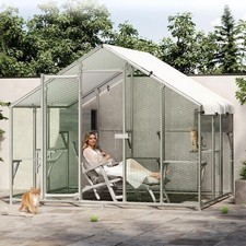 Extra Large Walk in Catio Outdoor, 95'' Metal Cat Enclosure for Multiple Cats