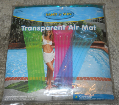 NEW ~ Sand N Sun Transparent Air Mat Float ~ Blue ~  Adult Only ~ MSRP $14.99