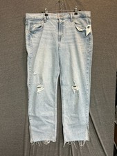 Gap 90s Loose Jeans Womens 16/33R Blue Denim Light Wash Distressed Mid Rise