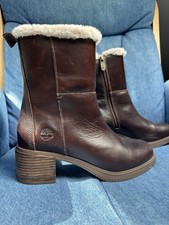 Timberland Womens Brown Leather Mid-Calf Zip ...