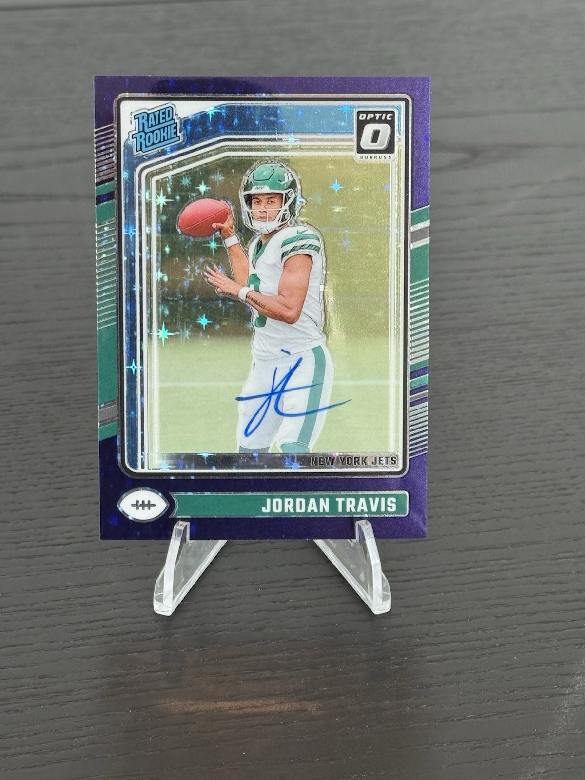 2024 Donruss Optic JORDAN TRAVIS Rated Rookie ON CARD Auto FOTL Purple Stars /42