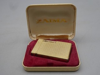 Vintage Boxed ZAIMA Gold Pated Lighter