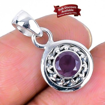 Amethyst facettierter Stein massiv Silber Februar Geburt Geburtstag Boho Anhänger Schmuck