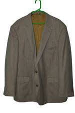 Oak Hill Men's 3XLT 54 56 Long Tan Brown Houndstooth Polyester Sport Coat Blazer