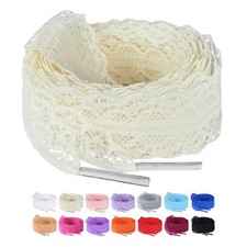 2 Pairs Flat Laces Shoelaces, 3CM Wide Fancy Ribbon Shoe Laces for Women, Cre...