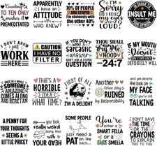 Iron on Transfer Patches - 20 Pcs Funny Quotes Heat Transfer Stickers