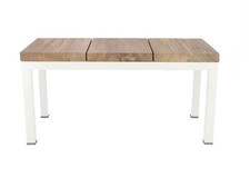 LUX LOUNGE Beistelltisch - 67x31x33 - Edelstahl weiß/teak