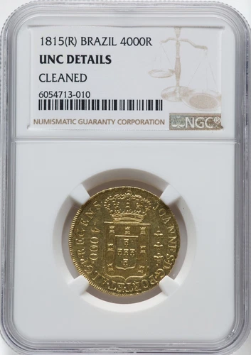 Brazil 1815 - João Prince Regent 4000 Reis - NGC UNC Details - BEAUTIFUL!