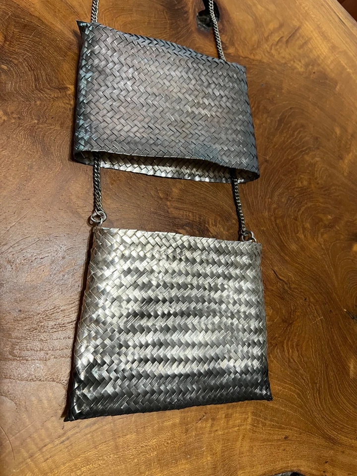 Cartera tejida a mano mexicana vintage PLATA ESTERLINA Foto 2 de 4