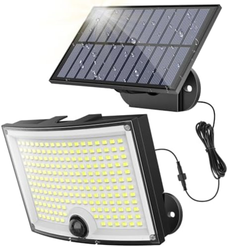 Luce Solare LED Esterno 202 LED Impermeabile IP65 - Faro 3 Modalità