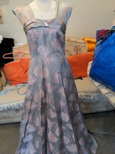 Gorgeous Theatrical Handmade Evening Dress - Regency Grey / Pink Size 12