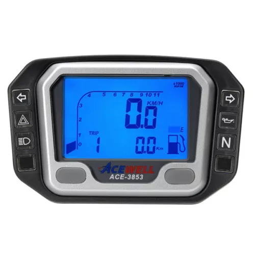 Acewell 3853 Digital Speedo & Tacho with ADR approval Pilot Lights & Fuel Gauge