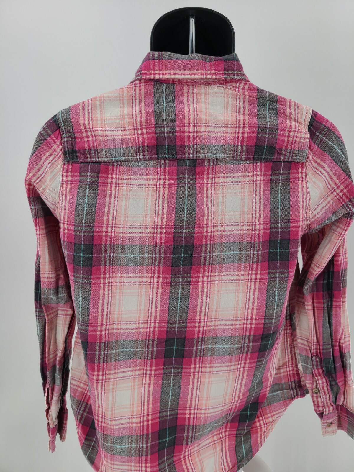 SONOMA WOMENS PINK THIN FLANNEL PLAID LONG SLEEVE COTTON SHIRT MEDIUM