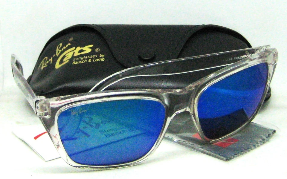 Gafas de sol Ray-Ban EE. UU. NOS de colección años 80 B&L Cats 3000 B-23 azul espejo muy raras Foto 4 de 4