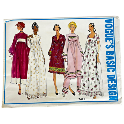 Vogue 2429 Pattern Long One Piece Dress Empire Waist Tunic Pants