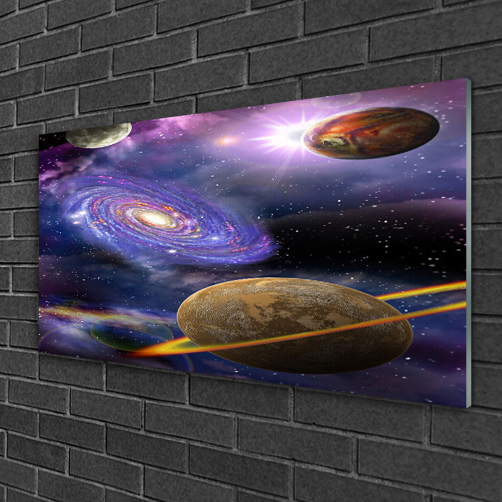 Tableau Univers Impression sur Verre 100x50 - Décoration Murale Galaxie pour Salon et Bureau