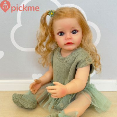 55CM Newborn Full Lifelike Body Reborn Toddler Girl Curly Hair Suesue 3D Skin
