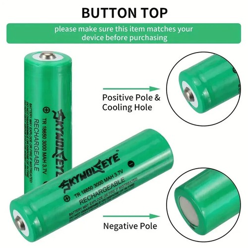 【NEW】SKYWOLFEYE RECHARGEABLE BATTERY 3.7V 3000MAH BUTTON TOP LI-ION (2 PIECES ) - Picture 3 of 4