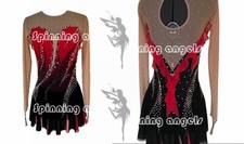 Figure Skating Dress Women's / Girls' Ice Skating Dress black red dyeing