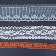 Wide Lace Trim Lingerie Vintage Floral Nylon Grey White And Orange